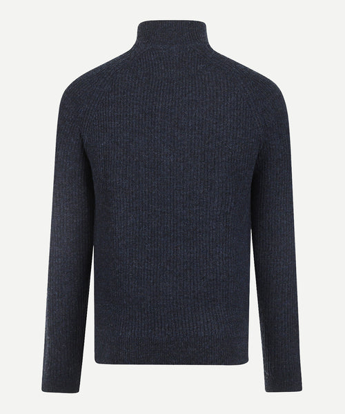 Zip Thru Ribbed Vest Lambswool | Navy