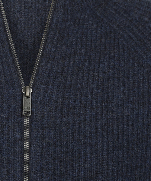 Zip Thru Ribbed Vest Lambswool | Navy