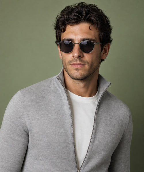 Fine Merino Zip Thru Vest | Medium Grey Melange