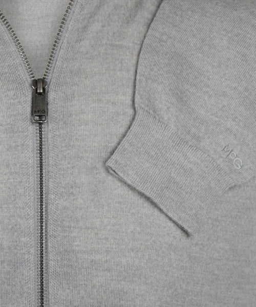 Fine Merino Zip Thru Vest | Medium Grey Melange