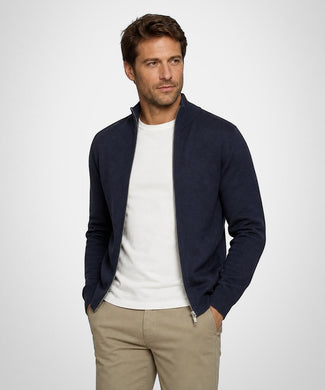 Fine Merino Zip Thru Vest | Navy