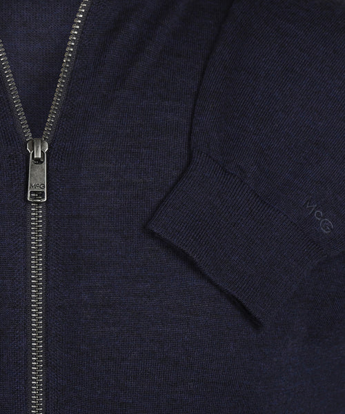 Fine Merino Zip Thru Vest | Navy