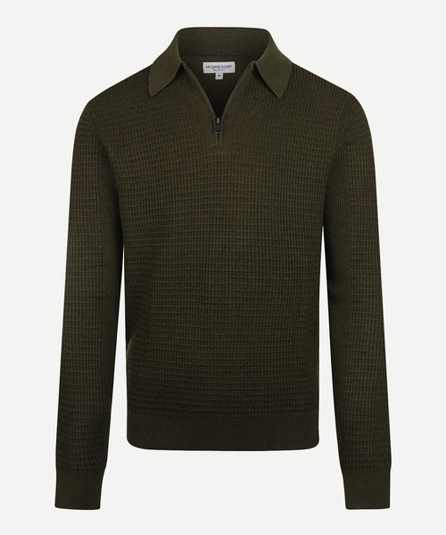 Structured Polo Trui Katoen-Kasjmier | Dark Olive