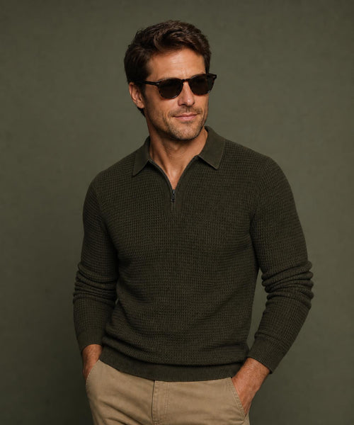 Structured Polo Trui Katoen-Kasjmier | Dark Olive