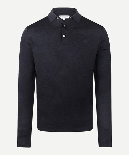 Fine Merino Longsleeve Polo | Navy