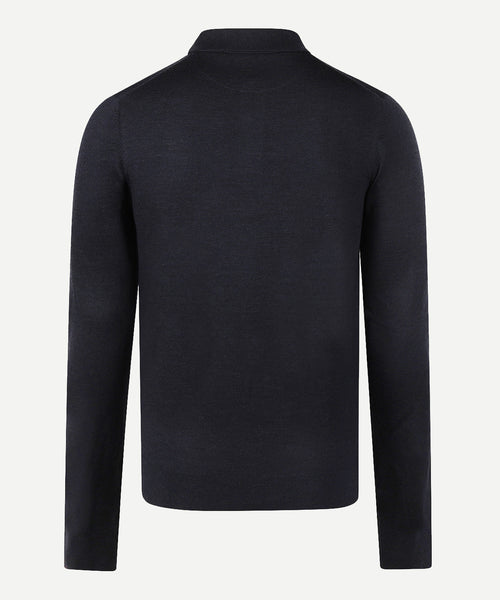 Fine Merino Longsleeve Polo | Navy