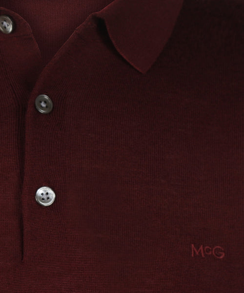 Fine Merino Longsleeve Polo | Burgundy