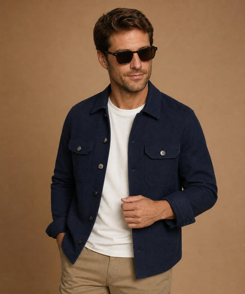 Button Vest Wolblend | Navy