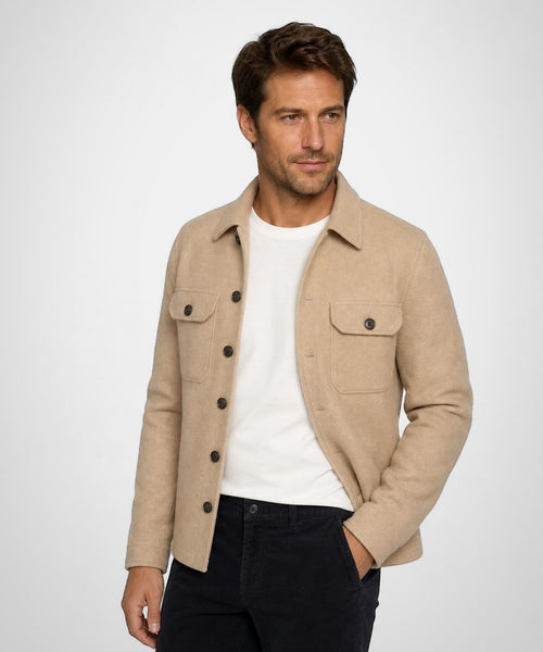 Button Vest Wolblend | Camel