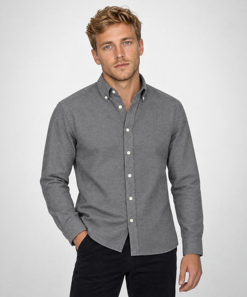 Overhemd Stretch Piqué | Medium Grey Melange