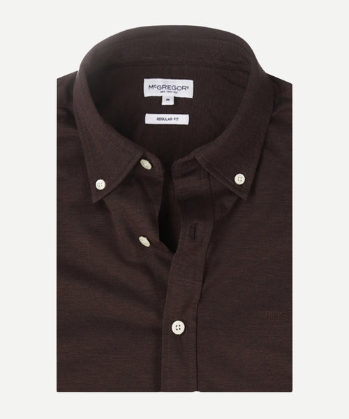 Overhemd Stretch Piqué | Chocolate Brown