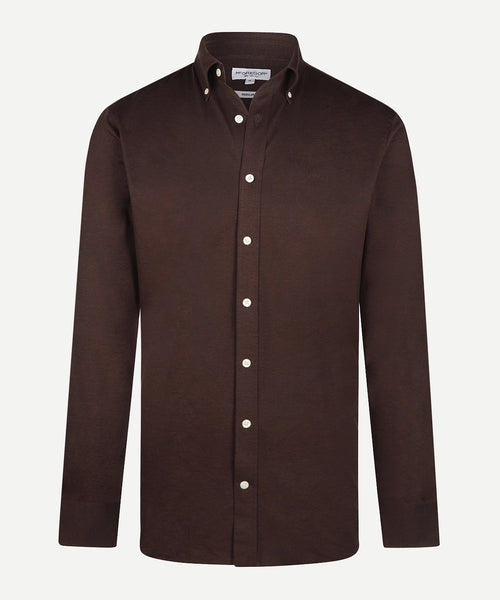 Overhemd Stretch Piqué | Chocolate Brown