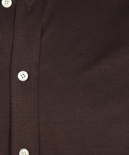 Overhemd Stretch Piqué | Chocolate Brown