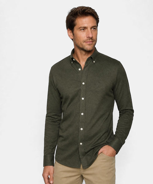 Overhemd Stretch Piqué | Dark Olive