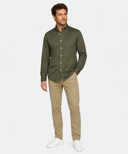 Overhemd Stretch Piqué | Dark Olive