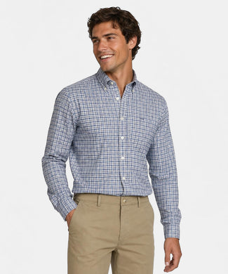 Overhemd Stretch Oxford Ruit | Navy
