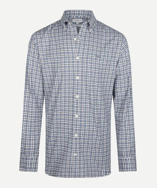 Overhemd Stretch Oxford Ruit | Navy