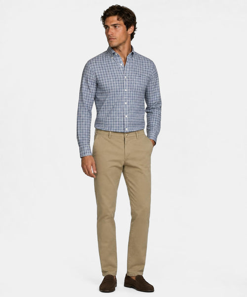 Overhemd Stretch Oxford Ruit | Navy