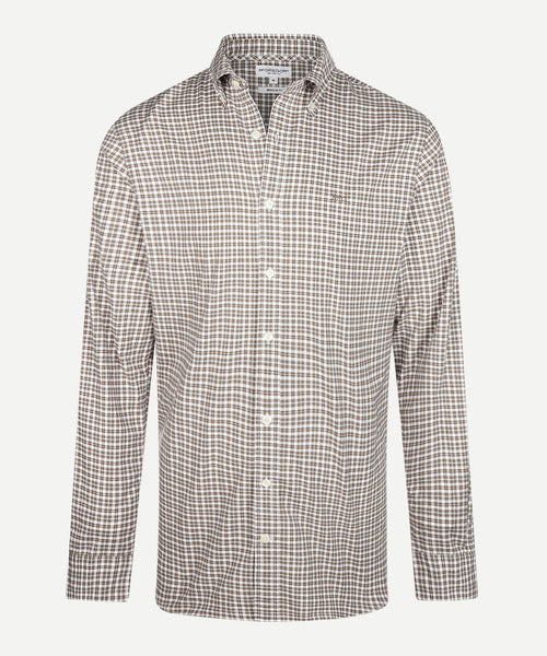 Overhemd Stretch Oxford Ruit | Chocolate Brown