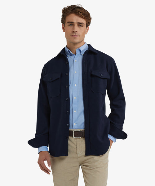 Wool Look Overshirt | Navy