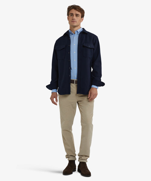 Wool Look Overshirt | Navy