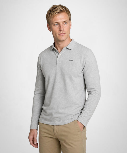 Classic Polo Lange Mouw | Medium Grey Melange