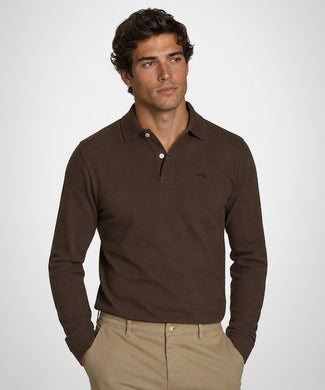 Classic Long Sleeve Polo | Chocolate Brown