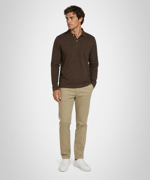 Classic Polo Lange Mouw | Chocolate Brown