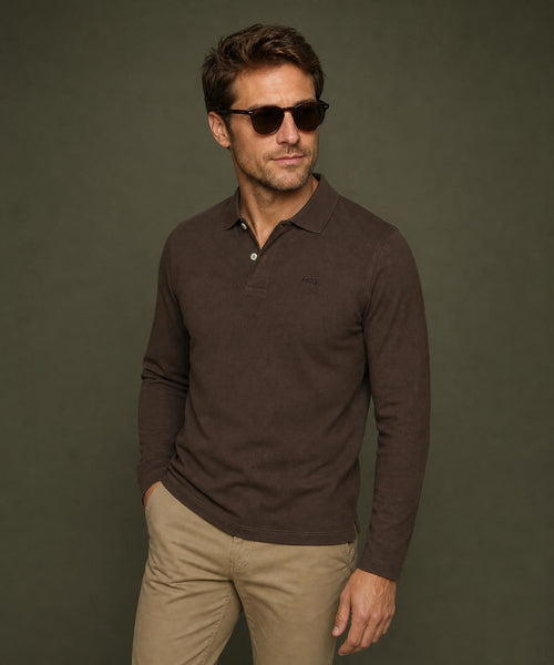 Classic Polo Lange Mouw | Chocolate Brown