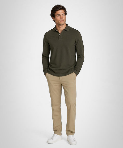 Classic Polo Lange Mouw | Dark Olive