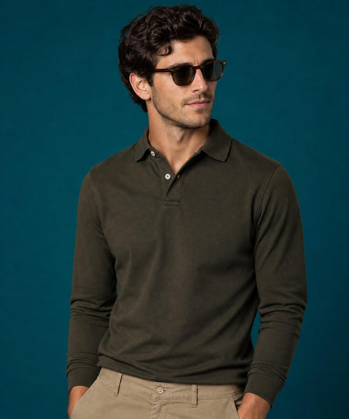 Classic Polo Lange Mouw | Dark Olive