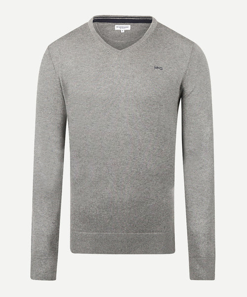 Trui Katoen Merino V-Hals | Medium Grey Melange