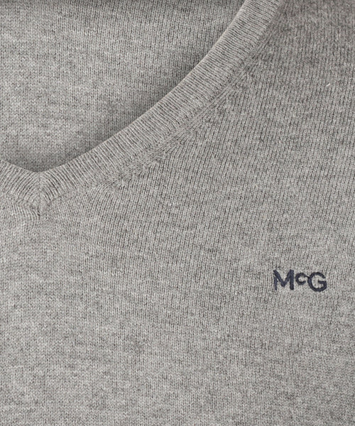Trui Katoen Cashmere V-Hals | Medium Grey Melange