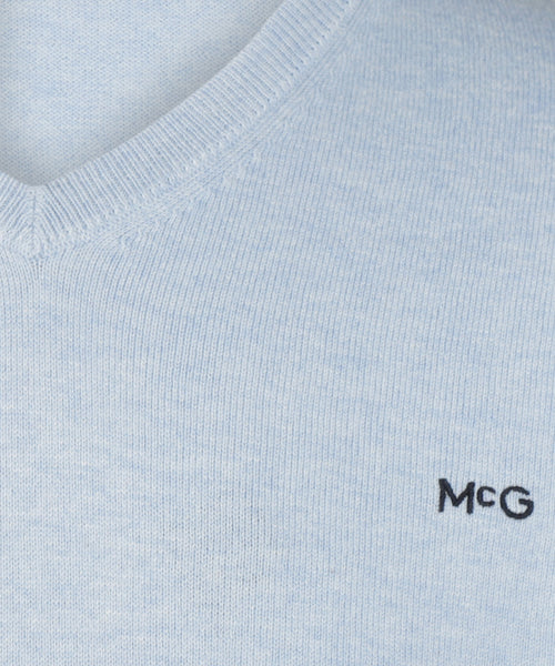 Sweater Logo Cotton Cashmere V-Neck | Light Blue