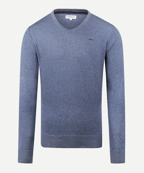 Trui Katoen Merino V-Hals | Vintage Blue