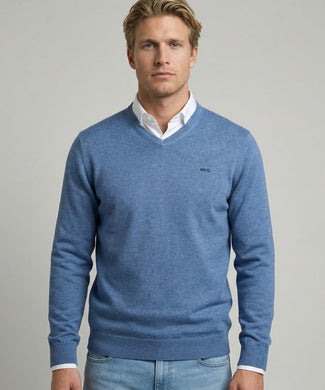 Sweater Cotton-Cashmere V-Neck | Vintage Blue