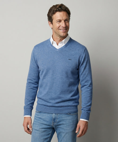 Sweater Cotton-Cashmere V-Neck | Vintage Blue