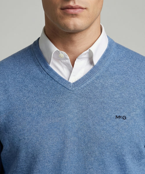 Sweater Cotton-Cashmere V-Neck | Vintage Blue