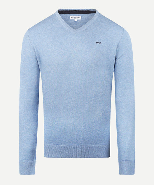 Sweater Cotton Cashmere V-Neck | Ice Blue