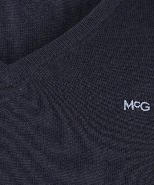 Trui Katoen Merino V-Hals | Navy