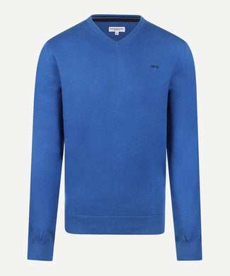 Sweater Cotton-Cashmere V-Neck | Cobalt
