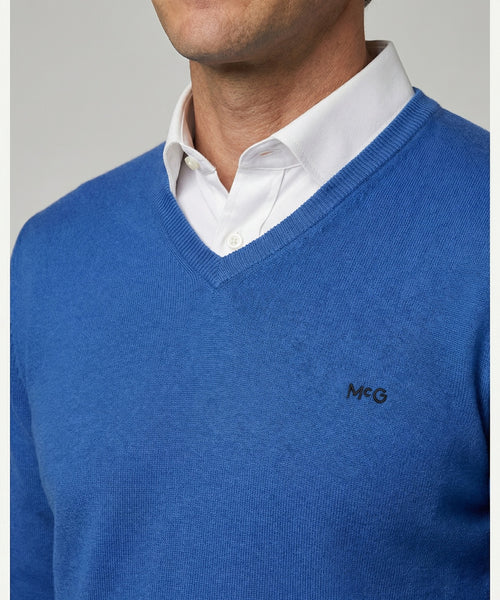 Sweater Cotton-Cashmere V-Neck | Cobalt