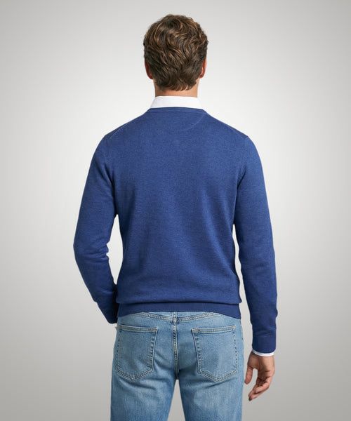 Trui Katoen-Kasjmier V-Hals | Royal Blue