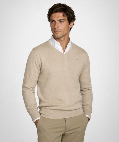 Sweater Cotton-Cashmere V-Neck | Sand