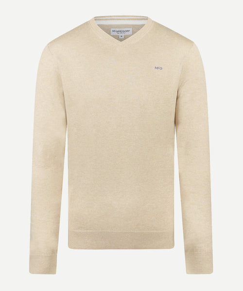 Sweater Cotton Cashmere V-Neck | Sand