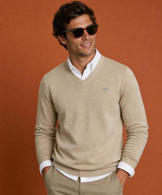 Sweater Cotton-Cashmere V-Neck | Sand