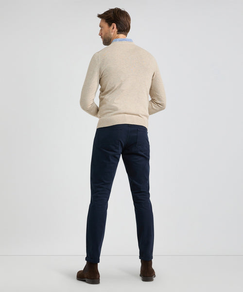 Trui Katoen Cashmere V-Hals | Sand