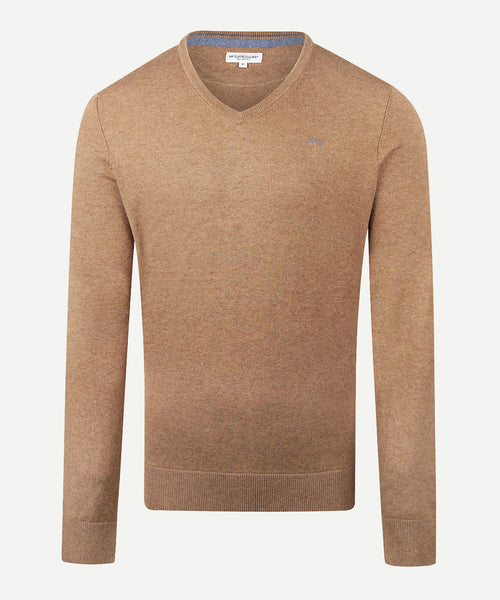 Trui Katoen Cashmere V-Hals | Walnut