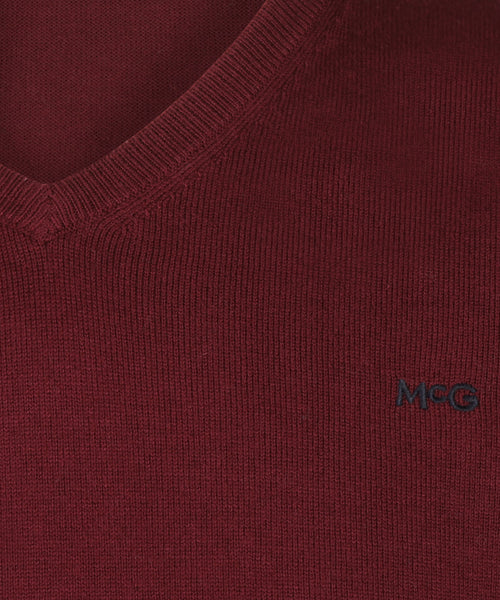 Trui Katoen-Kasjmier V-Hals | Burgundy