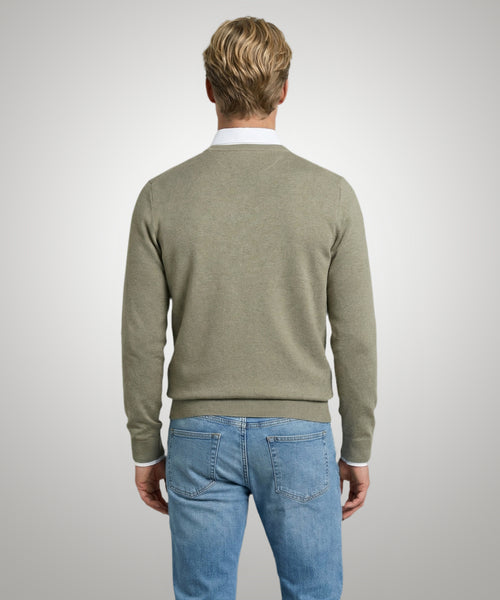 Trui Katoen-Kasjmier V-Hals | Light Olive